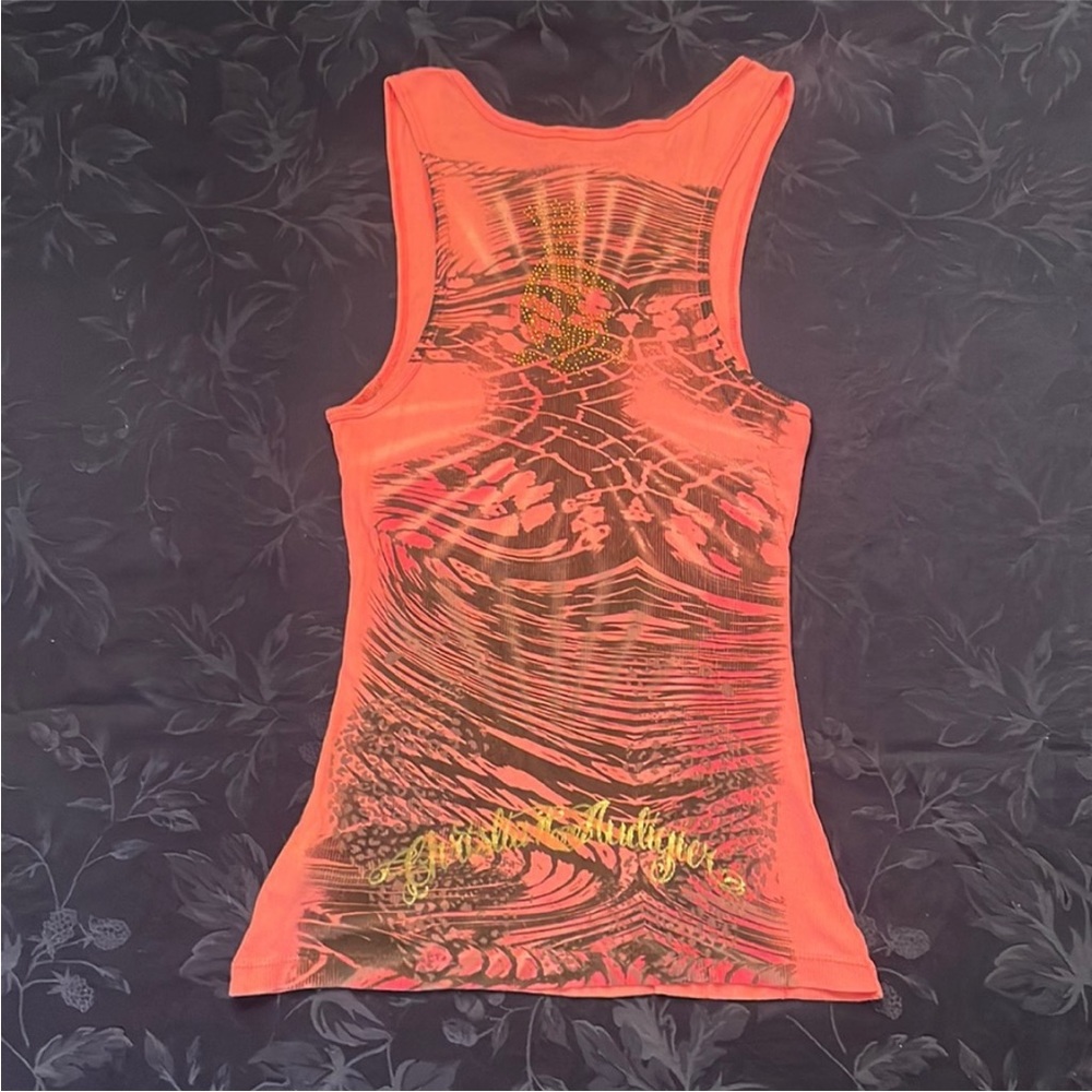 👑 Christian Audigier tank top rhinestones pink - Picture 6 of 9